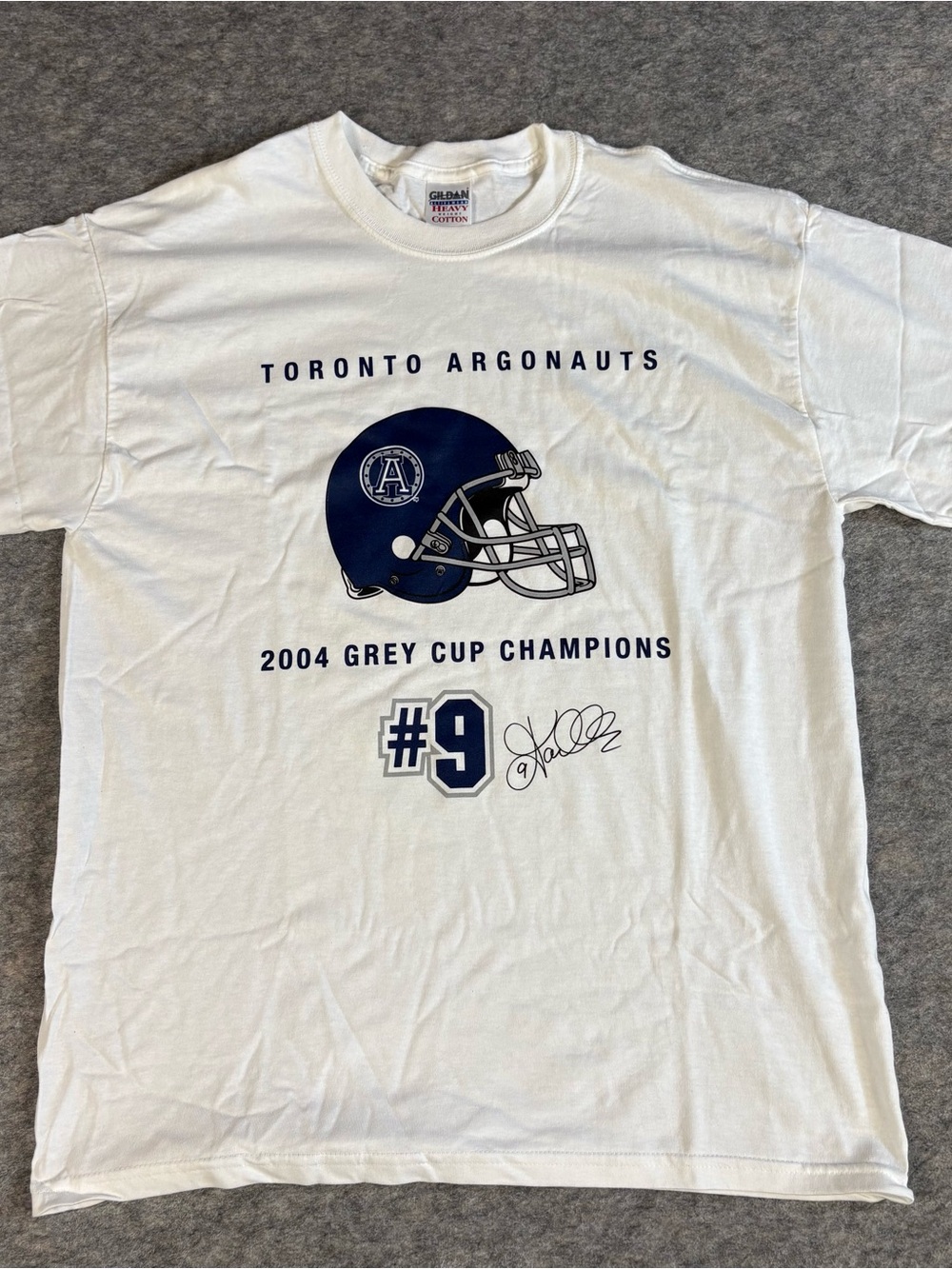 Toronto Argonauts Argos CFL 2004 Grey Cup Champions Men's T-Shirt White Large